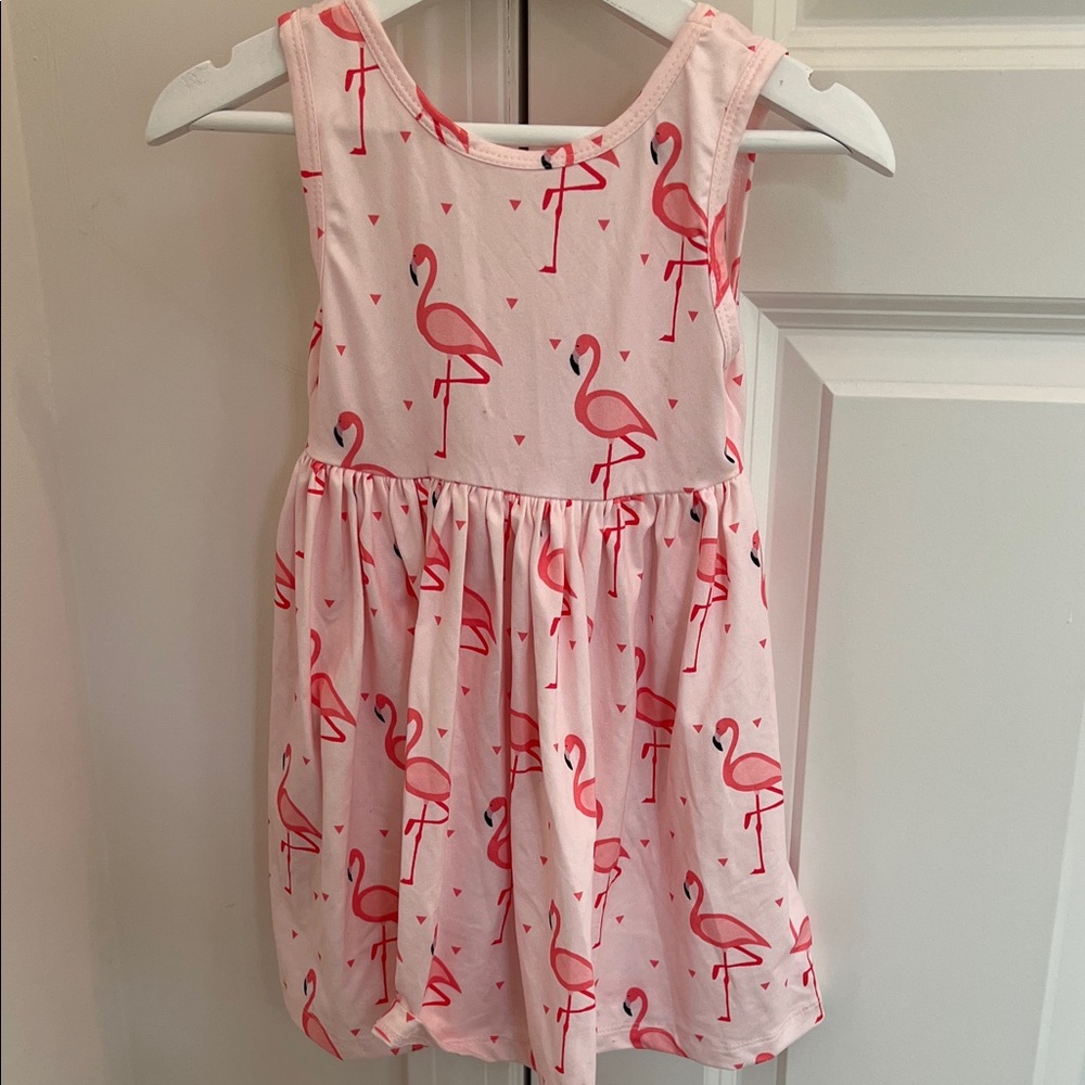 Pink Flamingo Print Dress by Mila & Rose size 3T